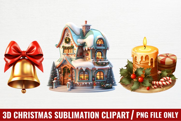 3D Christmas Sublimation Clipart