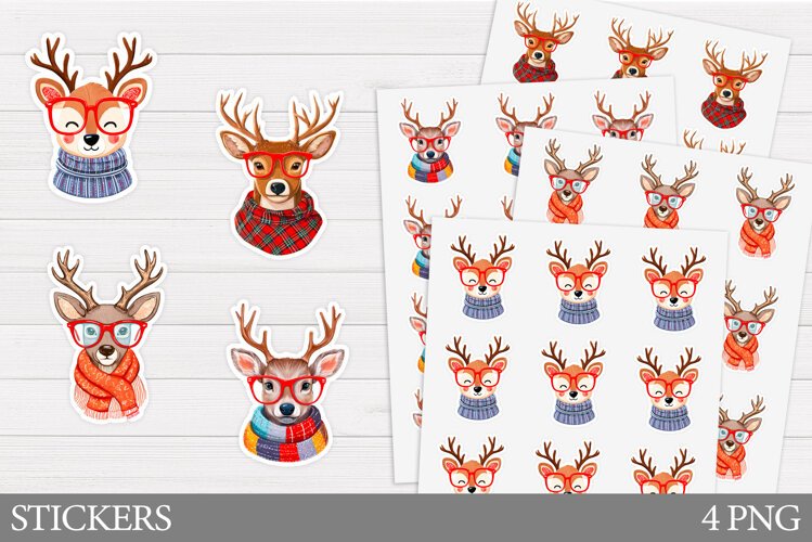 Christmas Deer Sticker Design. Christmas Sticker Printable example image 1