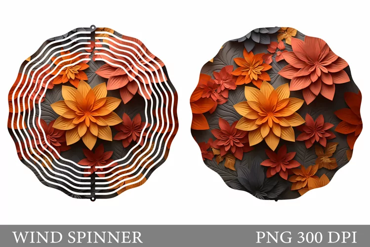 3D Flowers Wind Spinner Design. Flowers Wind Spinner