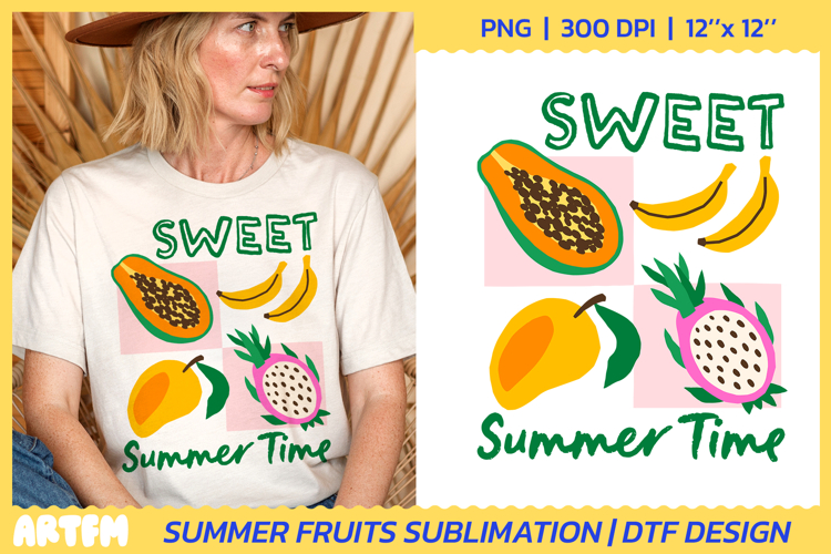 Sweet Summer Time Sublimation | Tropical Fruits DTF Print