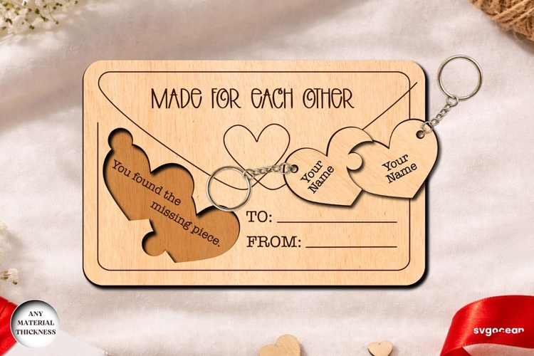 Valentines Day Couple Keychains Laser Cut | Glowforge | SVG