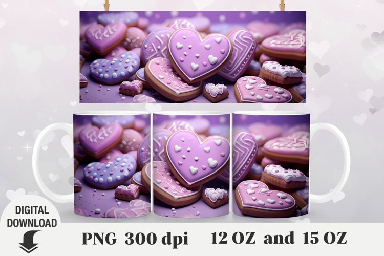 Sweet heart Mug Wrap, heart 3d Mug Sublimation, Valentine example image 1