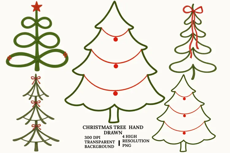 Hand Drawn Christmas Tree PNG, Rustic Holiday Sublimation