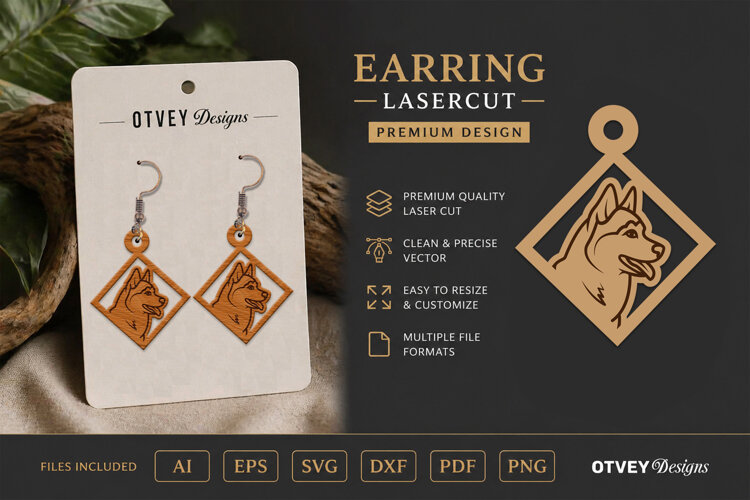 Dog Earring Laser Cut SVG| Cute Jewelry Design example image 1