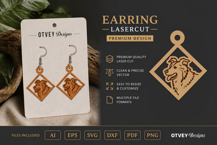 Dog Earring Laser Cut SVG| Cute Jewelry Design example image 1