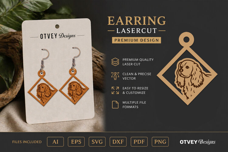 Dog Earring Laser Cut SVG| Cute Jewelry Design example image 1