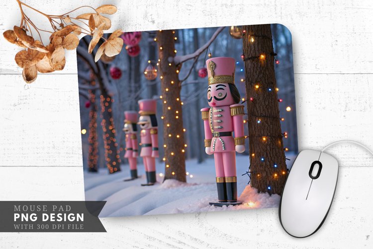 Pink Holiday Nutcracker Mouse Pad PNG