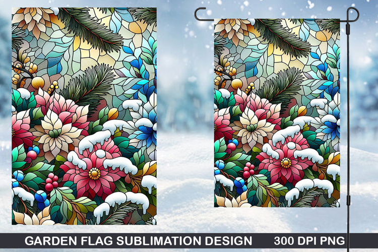 Flowers Garden Flag Sublimation| Winter Garden Flag PNG