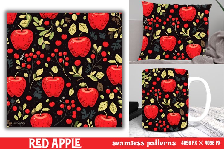 Red Apple Pattern Digital Papers