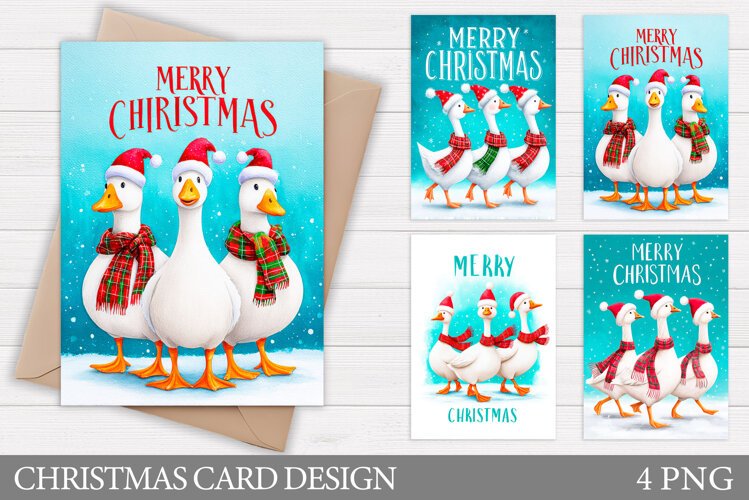 Christmas Goose Card Design. Christmas Card Printable example image 1