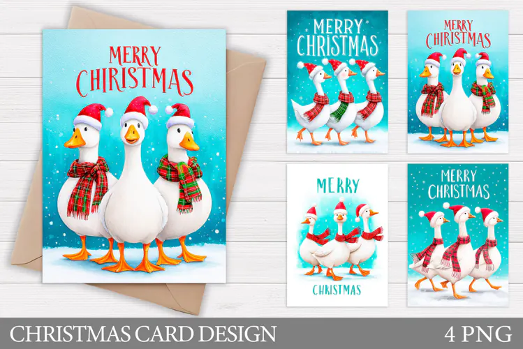Christmas Goose Card Design. Christmas Card Printable