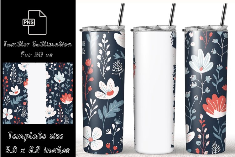 Flowers 20 oz skinny tumbler wrap sublimation
