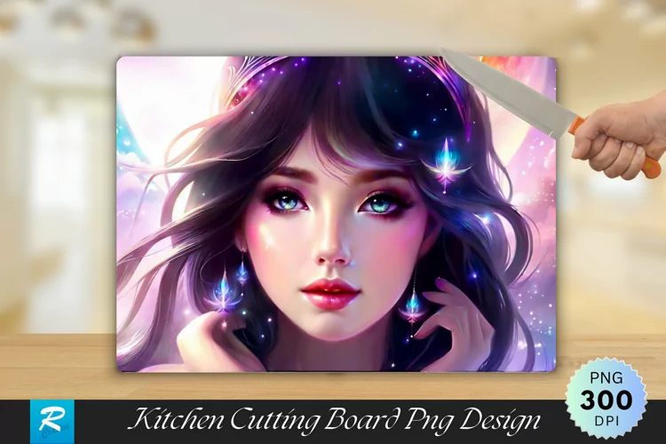 Cute Girl Cutting Board Sublimation Design
