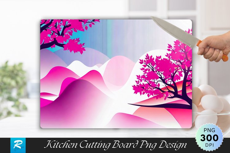 Pink Tree Cutting Board sublimation Design example image 1