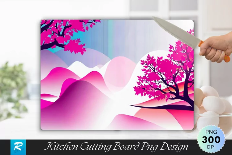 Pink Tree Cutting Board sublimation Design
