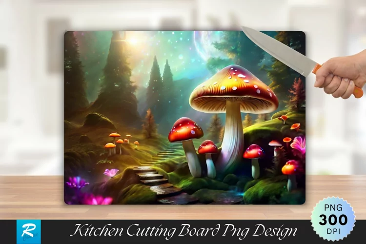 3D Mushroom Cutting Board Sublimation Design