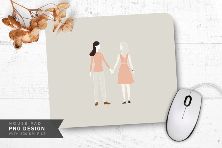 Minimalist Love Line Art Mouse Pad PNG Design example image 1