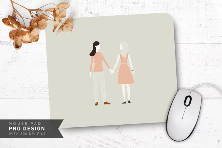 Minimalist Love Line Art Mouse Pad PNG Design