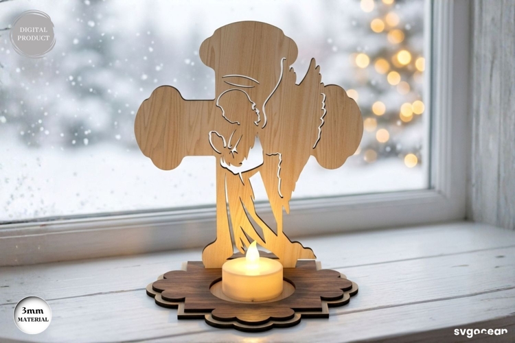 Nativity Cross Candle Holder Laser Cut | Glowforge | SVG