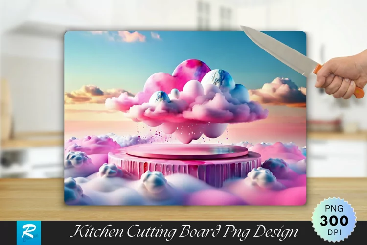 3D Pink sky Cutting Board Sublimation Design
