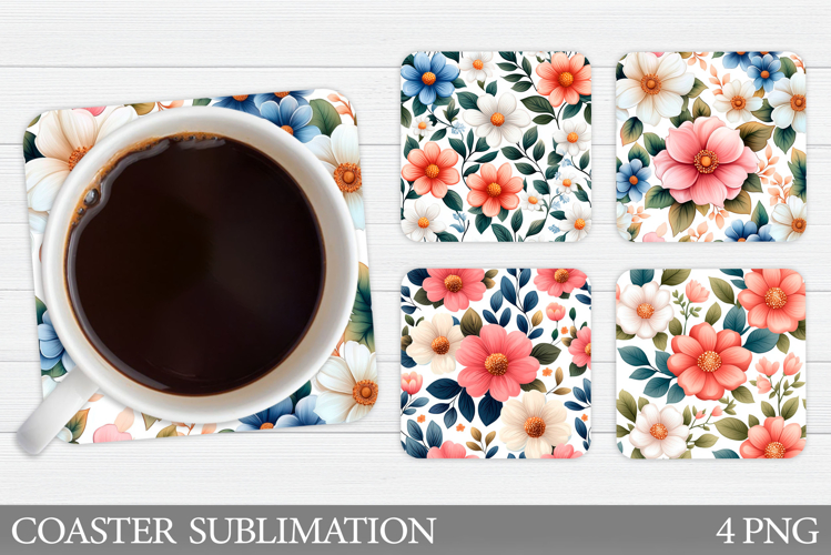 Floral Coaster Design. Flowers Coaster Sublimation