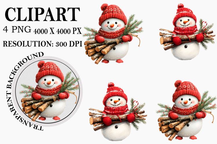 Whimsical Christmas Penguin Clipart Watercolor PNG
