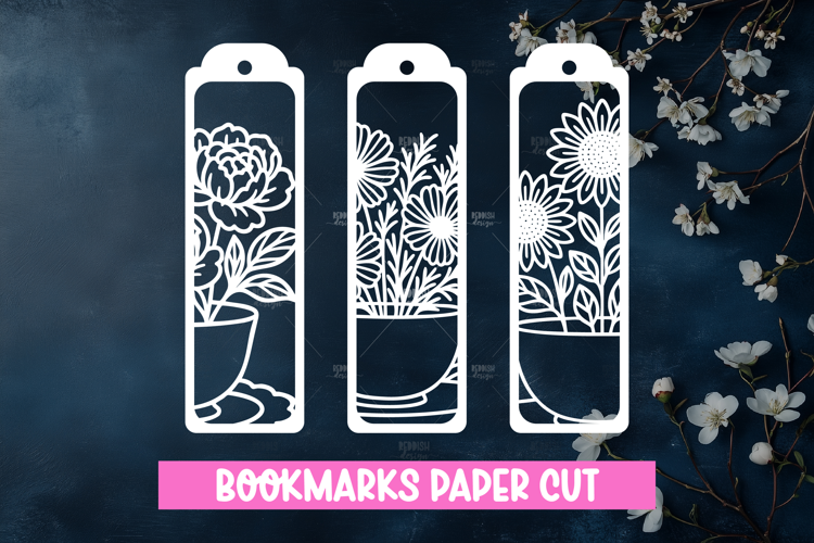 3 Floral Bookmarks Paper cut SVG Laser cut,Cricut,Silhouette