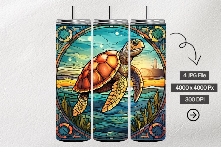 Turtle Stained Glass Square Coaster - 4 Variations