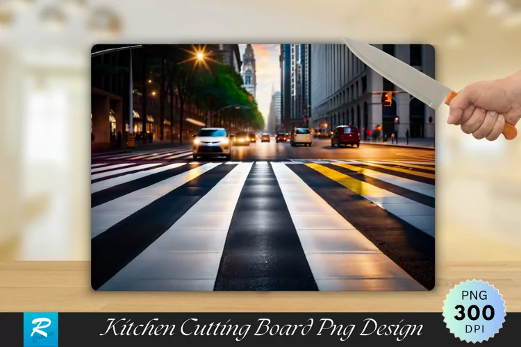 Crosswalk on the Road for Safety Cutting Board Sublimation