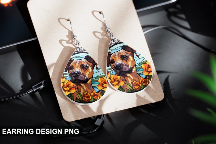 Stained Glass Dog flowers Earring Design