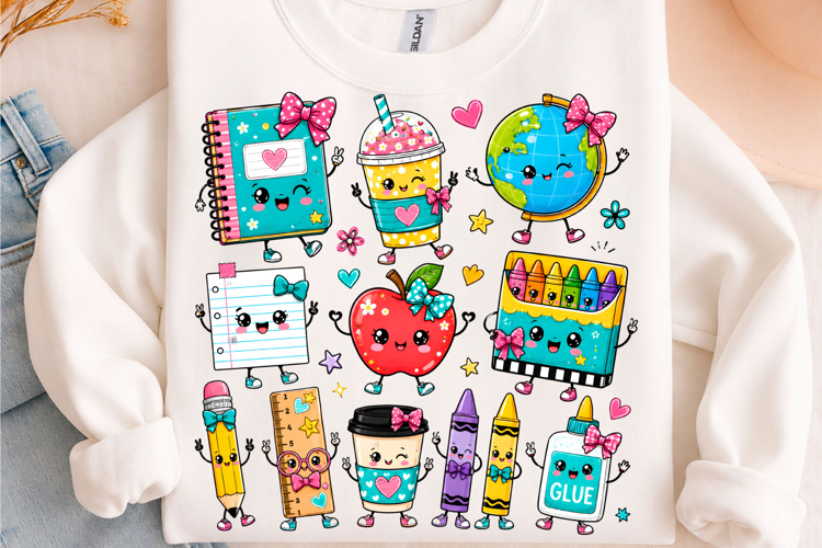 Cute Kawaii School Supplies Teacher PNG