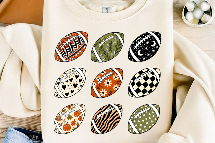 Boho Fall Football Pattern Png
