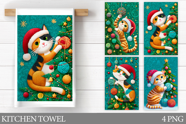Christmas Cat Kitchen Towel. Christmas Kitchen Towel Design