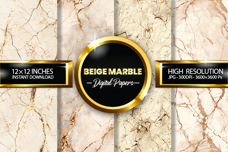 Beige Marble Digital Papers - 04 Variations