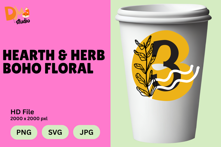 Hearth   Herb Boho Floral Monogram