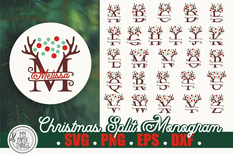 Christmas Monogram SVG Alphabet | Reindeer svg