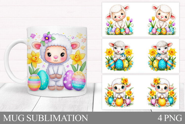 Easter Lamb Mug Design. Lamb Easter Mug Sublimation example image 1