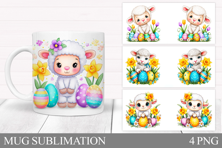 Easter Lamb Mug Design. Lamb Easter Mug Sublimation