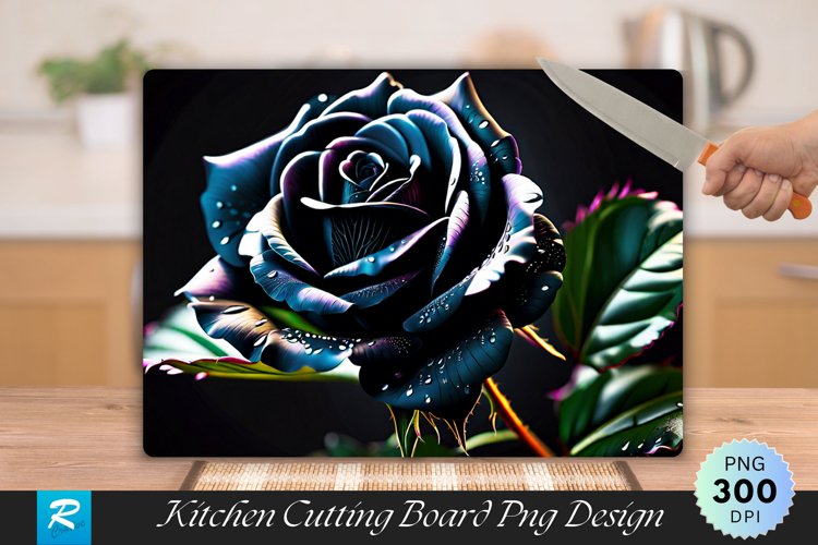 Black Rose Cutting Board Sublimation Design example image 1