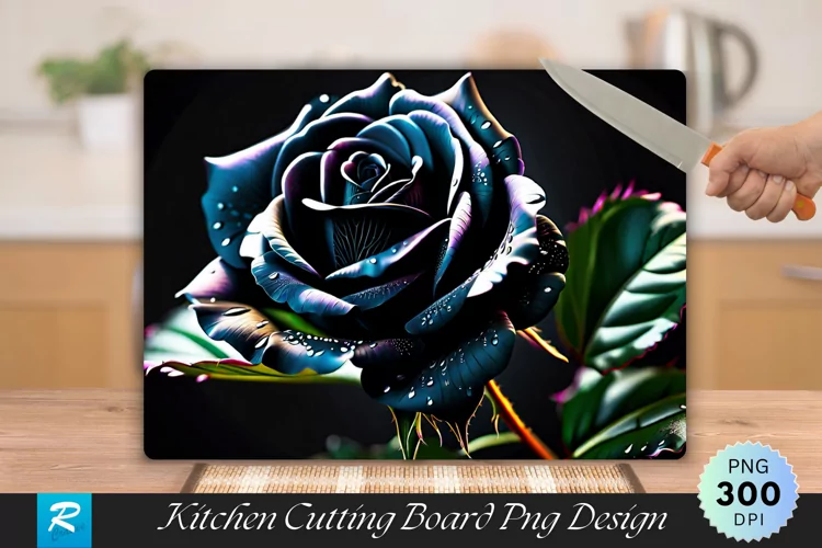 Black Rose Cutting Board Sublimation Design