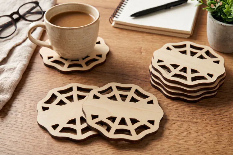 Scalloped Monogram Coaster SVG | Laser Cut Blank Template