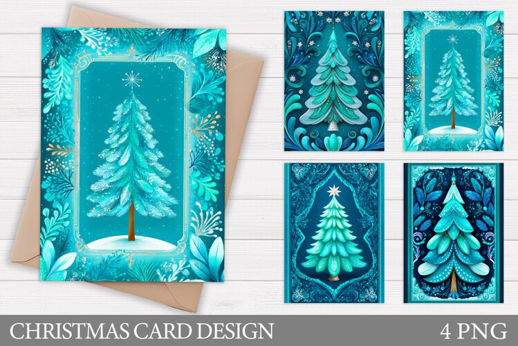Christmas Card Printable. Christmas Tree Card Design example image 1