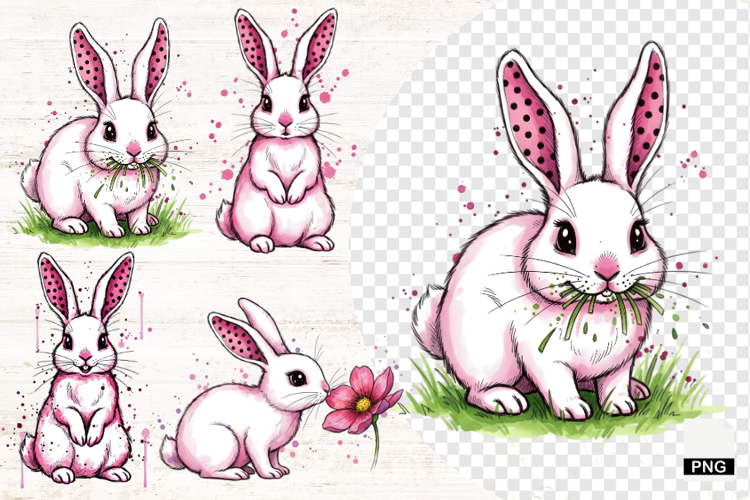Cute Spring & Easter Bunnies Png - Eatser Bunny Clipart