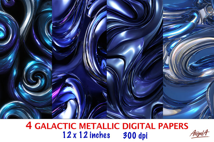 Dark blue digital paper, Iridescent digital paper, waves