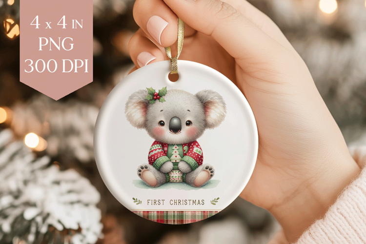 Koala Bear First Christmas Ornament Sublimation PNG