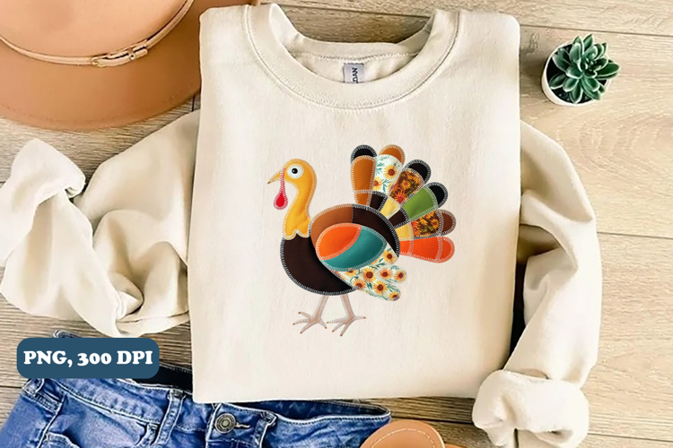Thanksgiving Png Patchwork Turkey Png sublimation