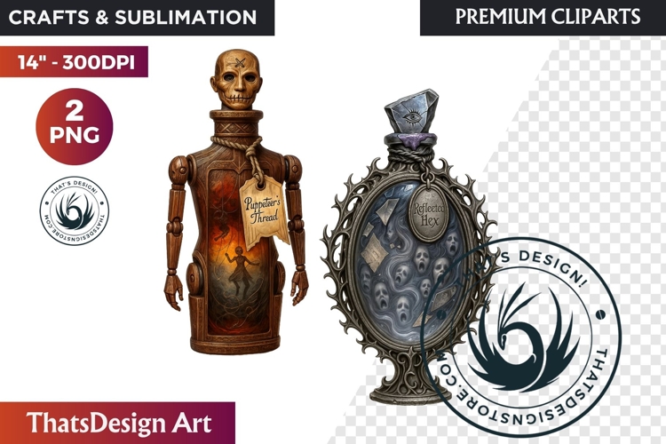 Halloween Hags Potions PNG Clipart spooky gothic bottle