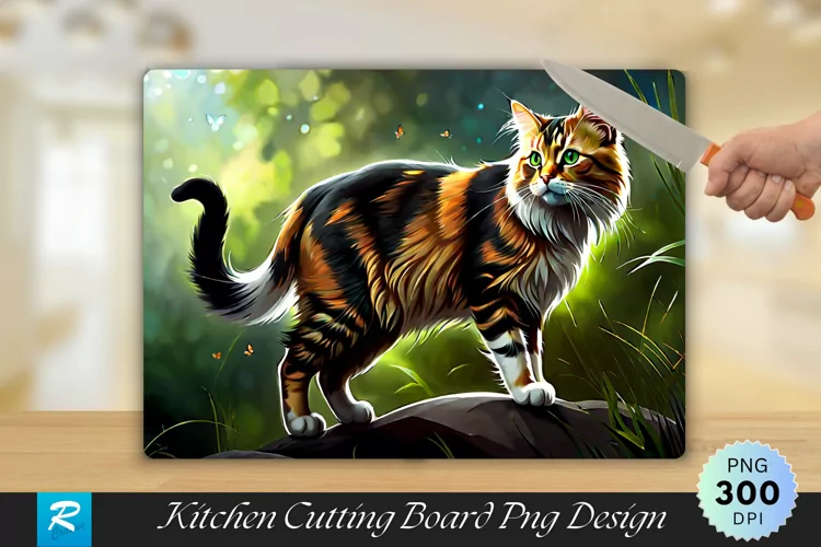 Cat Cutting Board Sublimation Design