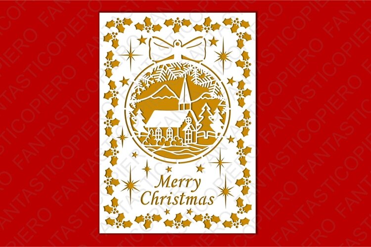 Merry Christmas SVG PNG, Greeting Card SVG for Cut Machines example image 1