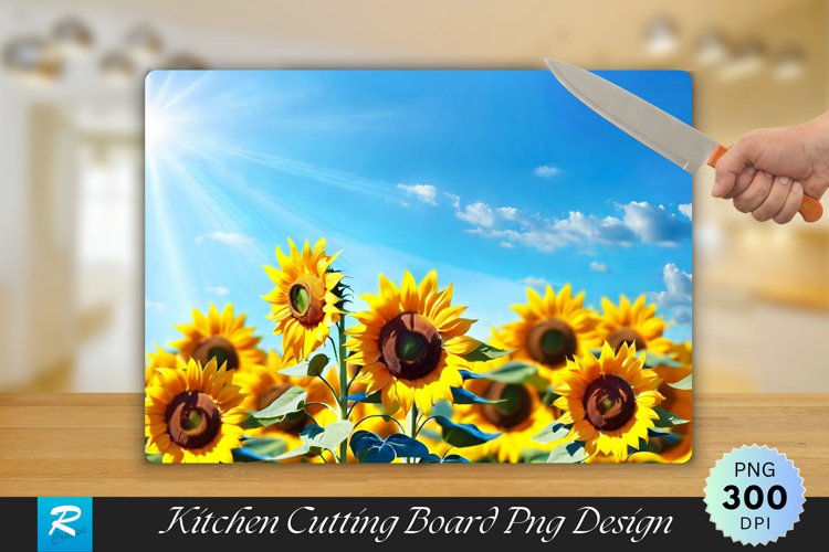 Sunflower with Blue Sky Cutting Board Sublimation Design example image 1